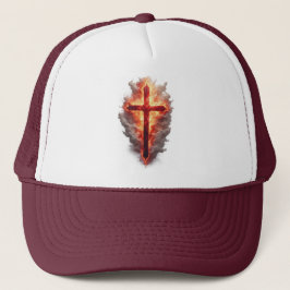 Flammendes christliches Kreuz Trucker-Mütze Truckerkappe