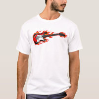 Flammendes E-Gitarre T-Shirt | Rockmusik Flamme