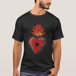 Flammendes Heiliges Er Mexicanische Volksfrömmigke T-Shirt