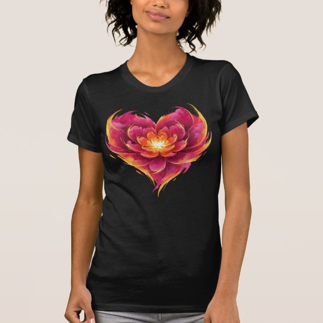 Flammendes Herz Der Liebe Blüht T-Shirt (Vorderseite)