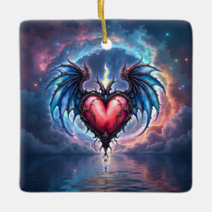 Flammendes Herz des Mondes – Gothic Cosmic Love  Keramikornament