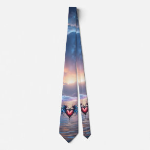 Flammendes Herz des Mondes – Gothic Cosmic Love Krawatte