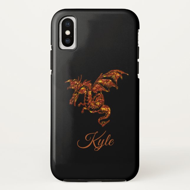 Flammendrache auf Black Personal Case-Mate iPhone Hülle (Rückseite)