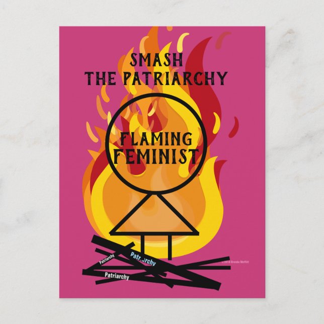 Flammenfeminist zerschlagen das Patriarchat 15 Postkarte (Vorderseite)