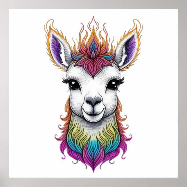 Flammenhaariger Llama Poster (Vorne)