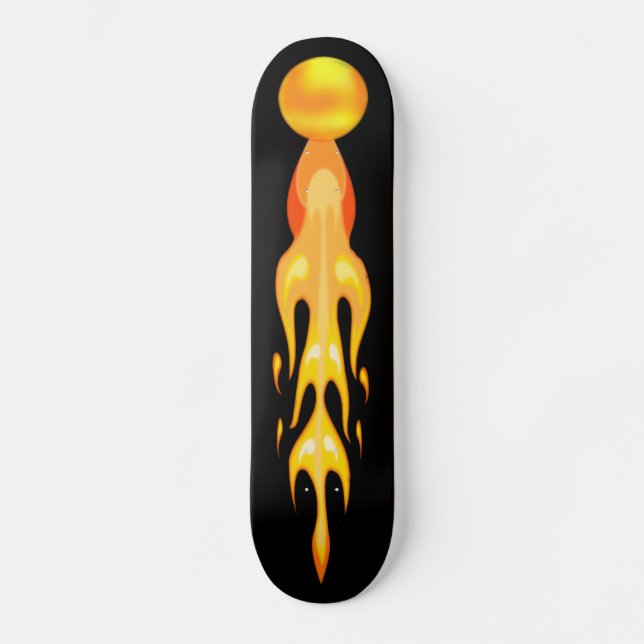 Flammenheller Ball in rot-orange und gelb auf schw Skateboard (Vorderseite)