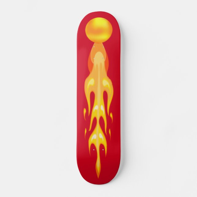 Flammenheller Drachenball in rot und gelb auf rot Skateboard (Vorderseite)