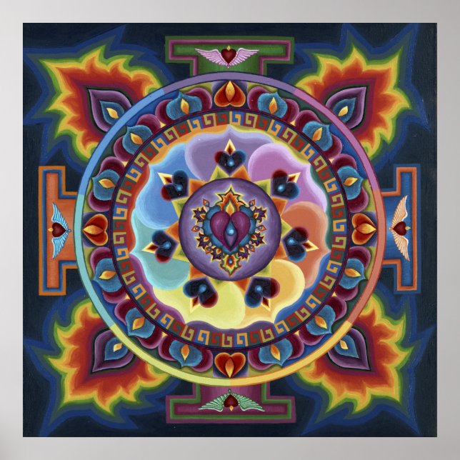 Flammenherz Mandala Poster (Vorne)