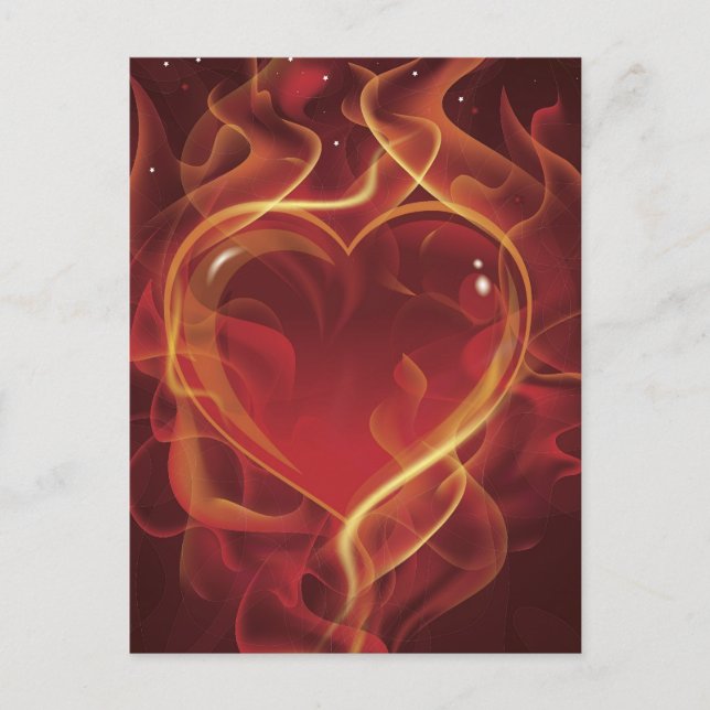 FlammenHerzfeuer dunkelrote Liebe Flammen Herzform Postkarte (Vorderseite)