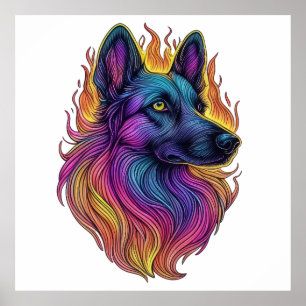 Flammenkissed Canine Poster