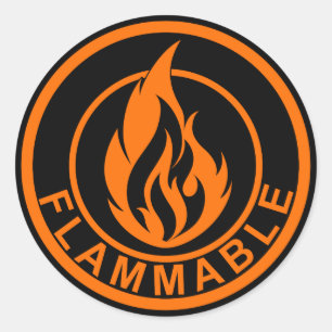 Flammenkreisaufkleber in orangefarbenem Schwarz Runder Aufkleber