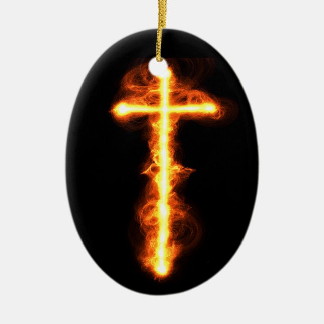 Flammenkreuz Keramikornament (Vorne)