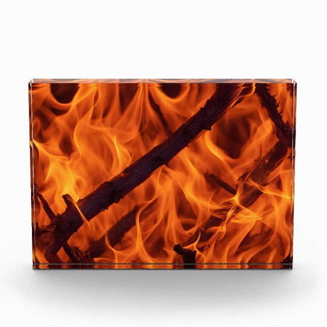 Flammenmakro in Kamin Fotoblock (Vorderseite)