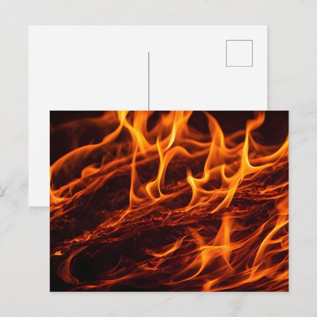 Flammenmakro in Kamin Postkarte (Vorne/Hinten)