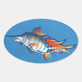 Flammenmarlin Ovaler Aufkleber