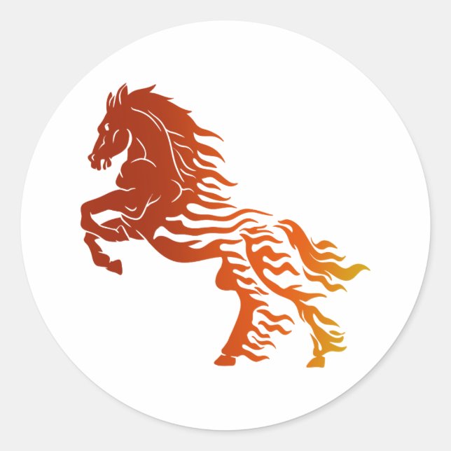 Flammenpferd - Farbe auswählen Runder Aufkleber (Vorderseite)