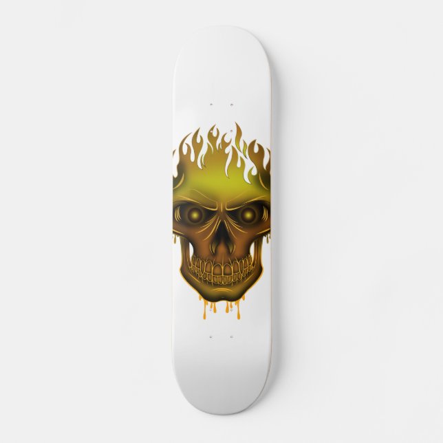 Flammenschädel - Gold Skateboard (Vorderseite)