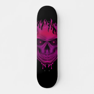 Flammenschädel - Hot Pink  Skateboard