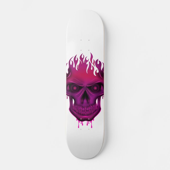 Flammenschädel - Hot Pink Skateboard (Vorderseite)