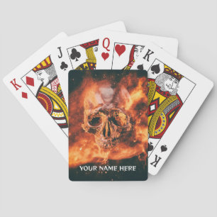 Flammenschädel im Weltraum Spielkarten
