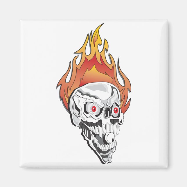 Flammenschädel Magnet (Vorne)