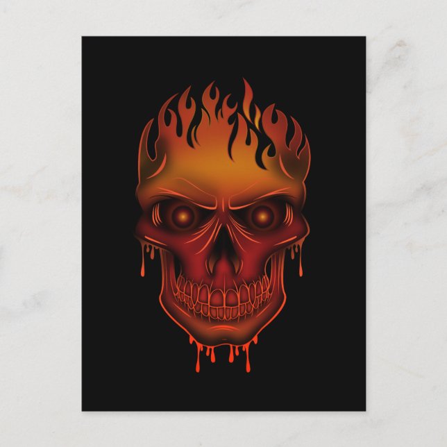 Flammenschädel Postkarte (Vorderseite)