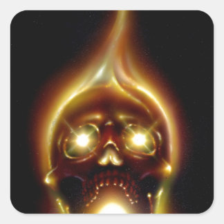 Flammenschädel Quadratischer Aufkleber
