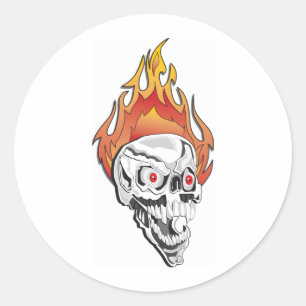 Flammenschädel Runder Aufkleber