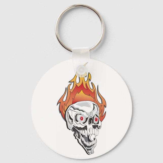 Flammenschädel Schlüsselanhänger (Vorderseite)