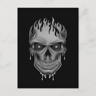 Flammenschädel - Silber Postkarte