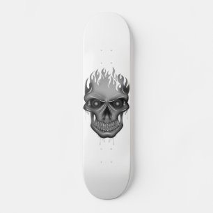 Flammenschädel - Silber Skateboard