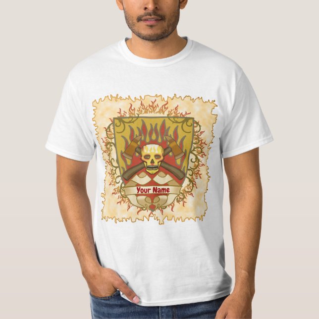 Flammenschild-Feuerwehrmann T-Shirt (Vorderseite)