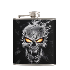 Flammenskull - Metalgravur Art #3 Flachmann