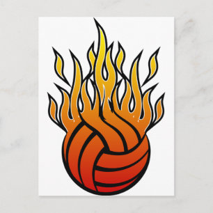 Flammenvolleyball Postkarte