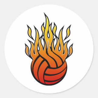 Flammenvolleyball Runder Aufkleber
