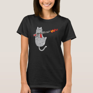 Flammenwerfer Katze Flamethrower Feuer Waffe Kätzc T-Shirt