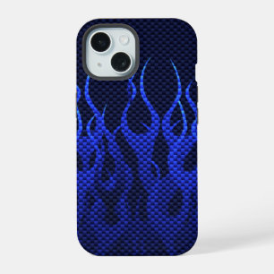 Flammes de course bleues sur impression en fibre d
