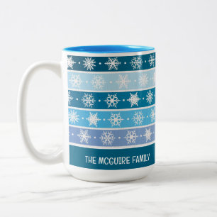 Flammes de neige de Noël modifiables Mug à deux to