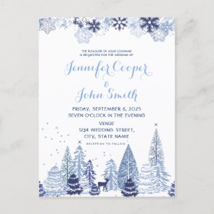 Flammes de neige en bois Invitation de mariage hiv