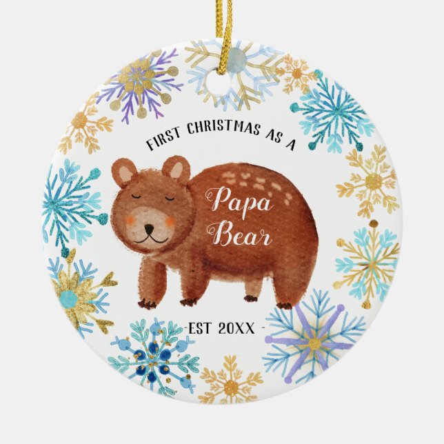 Flammes de neige Noël bleu comme ornement d'ours d (Devant)