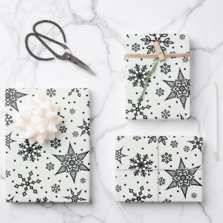 Flammes de neige noires Papier à enveloppement Mot