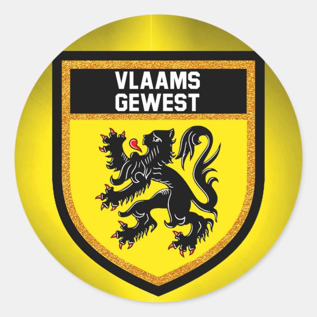 Flandern-Flagge Runder Aufkleber (Vorderseite)