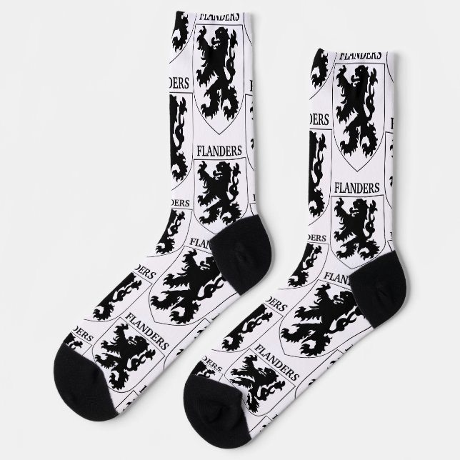 Flandern Löwe Grafikdesign Kunst Socken (Linkes Detail)