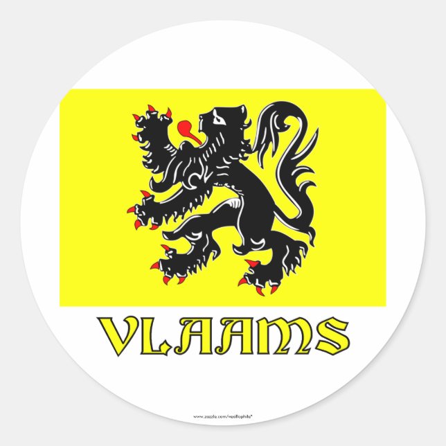 Flandern-Region-Flag mit Name Runder Aufkleber (Vorderseite)