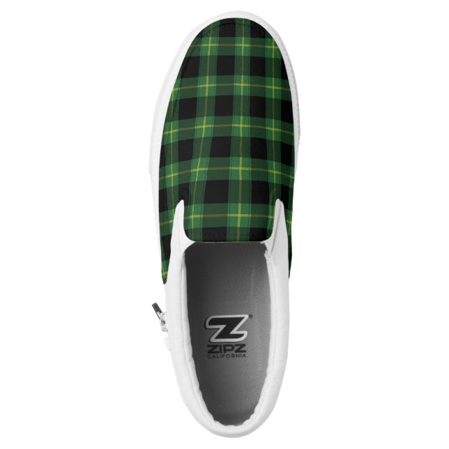 Flanell-grüner Büffel-karierter Muster-Fall-Herbst Slip-On Sneaker (Linker Schuh Oberseite)