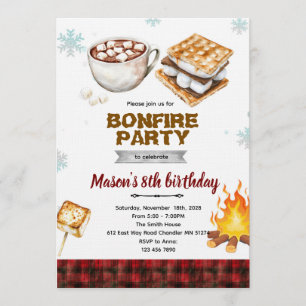 Flanell-Lagerfeuer-Party-Einladung Einladung