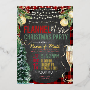 Flanell- und Fizz-Weihnachtsfeier-Einladung Folieneinladung