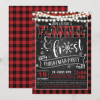 Flanell und Frost Weihnachten Party Einladung Rot/