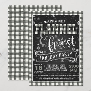 Flanell und Frostfest Party Einladung weiß