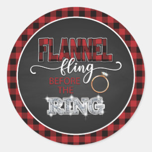 Flanell-Wurf vor dem Ring-Aufkleber - Rot Runder Aufkleber